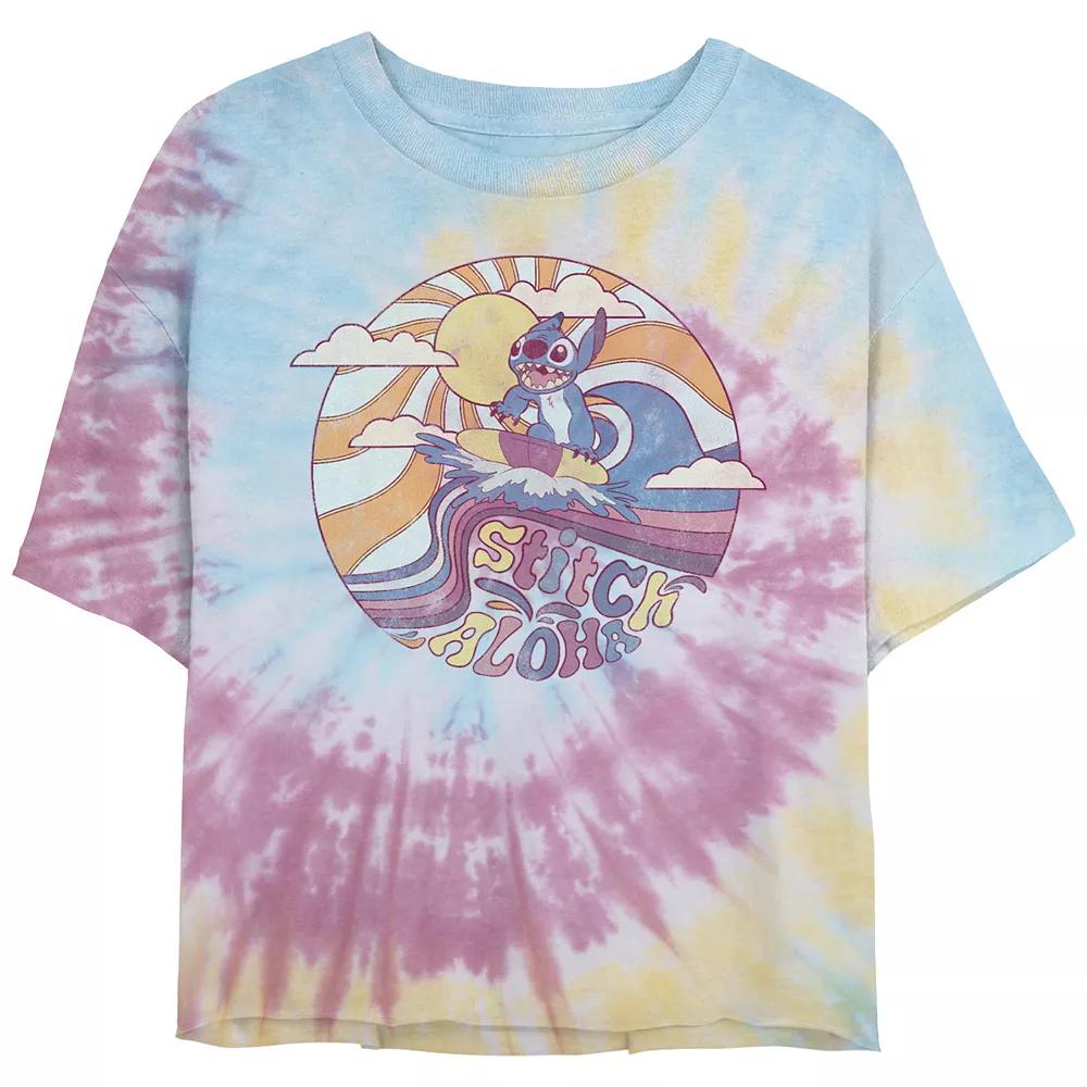 Disney's Juniors' Lilo & Stitch Colorful Aloha Tee, Girl's, Size: Large, Blue Pink Light Yellow Product Image