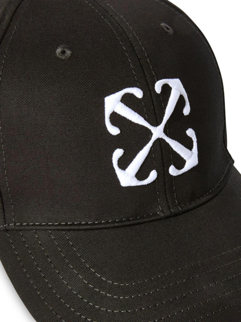 OFF-WHITE Arrow Brand-embroidered Cotton-twill Baseball Cap In Black White Product Image