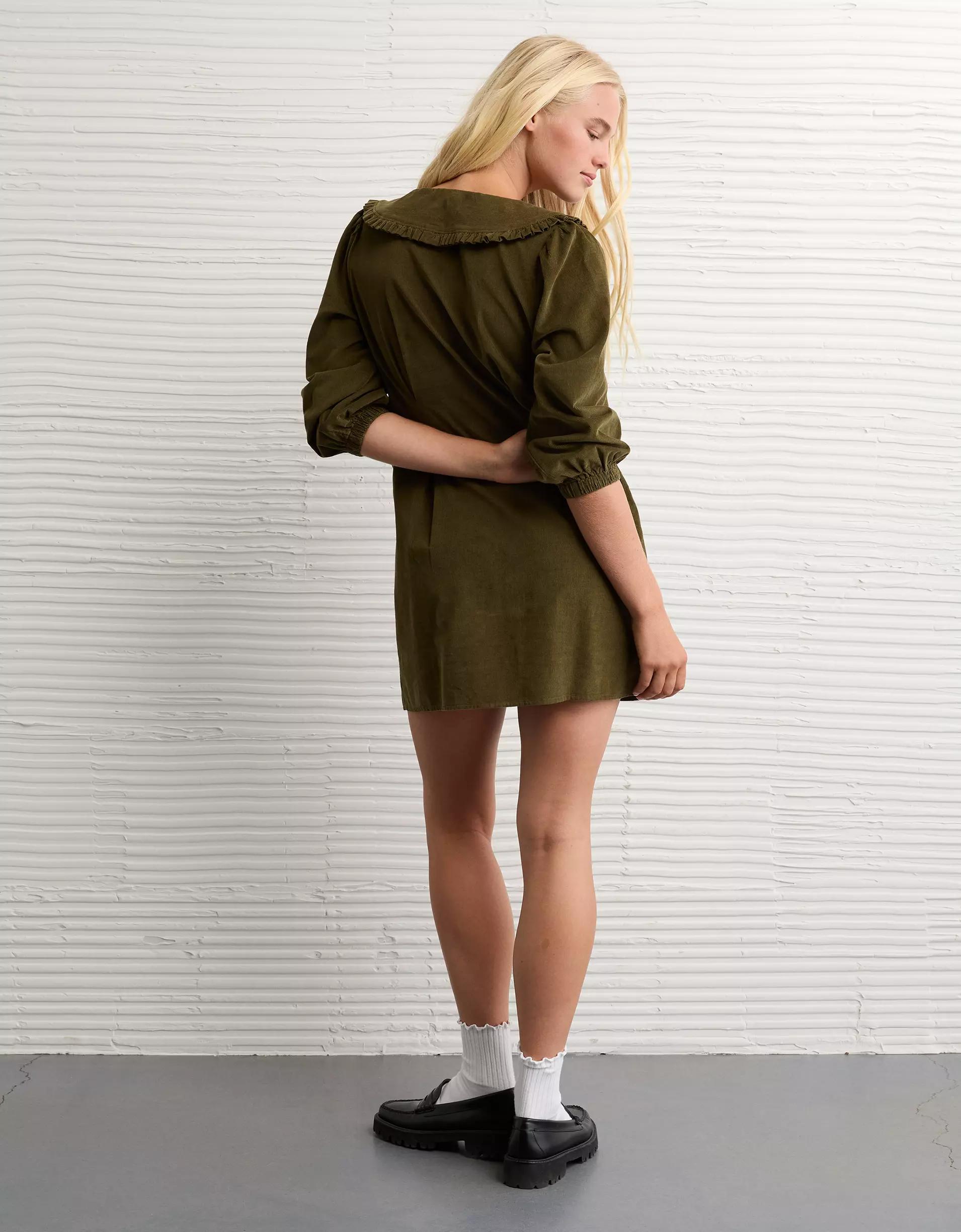 AE Button-Front Mini Dress Product Image