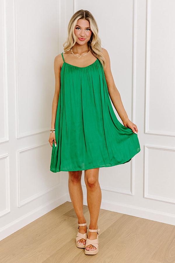 Out On The Town Satin Mini Dress in Green Product Image