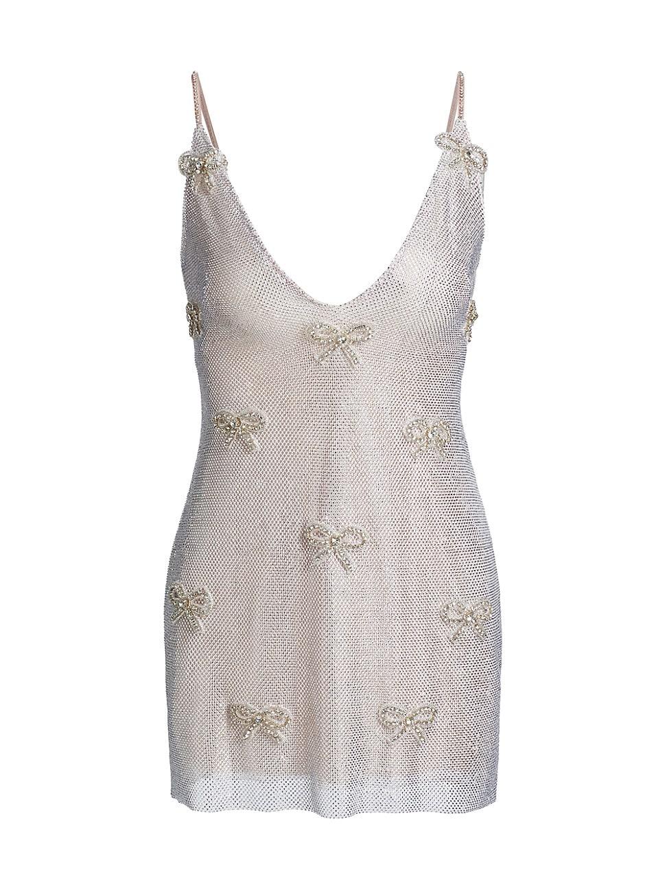 Womens Crystal Lattice Bow Mesh Whilden Minidress Product Image