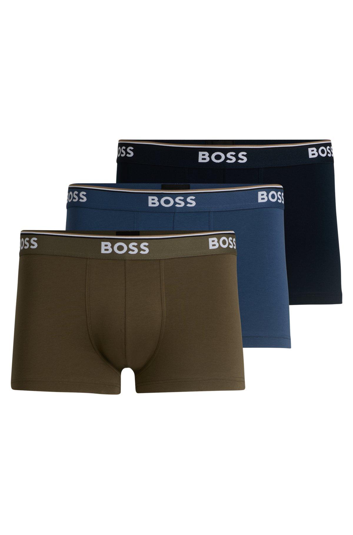 Three-pack of logo-waistband trunks in stretch cotton Product Image