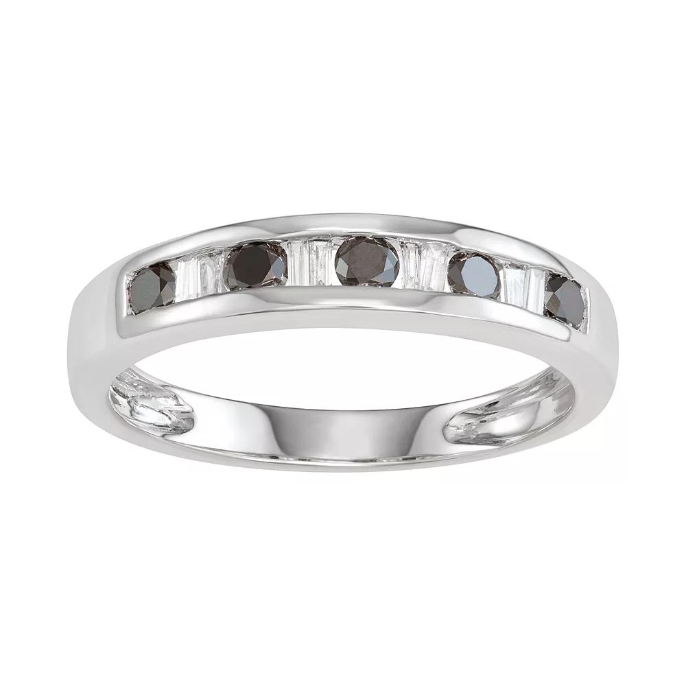 HDI 10k White Gold 3/8 Carat T.W. White & Black Diamond Ring, Women's,  Product Image