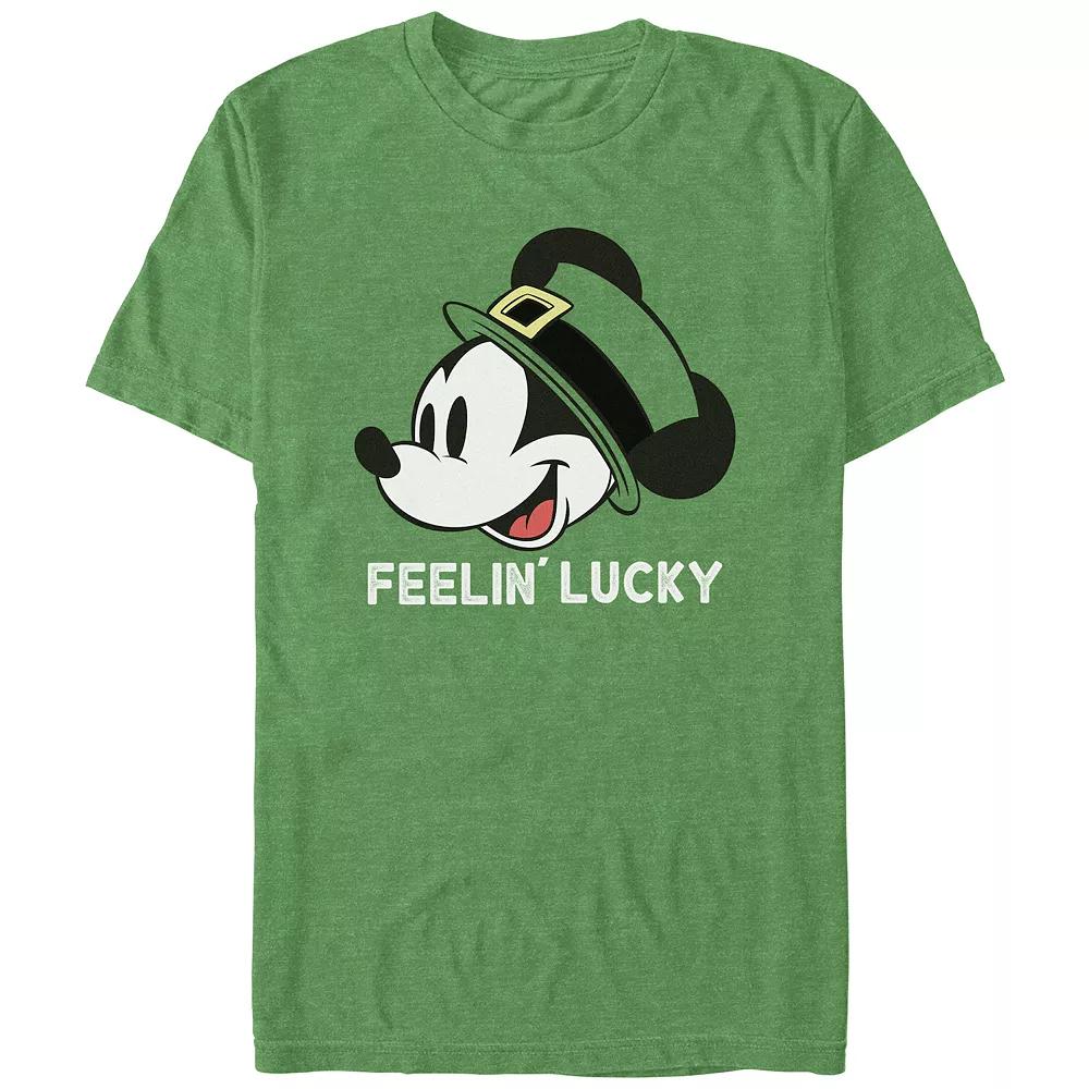 Disneys Mickey Mouse Feelin Lucky Mens Graphic Tee Kelly Grey Product Image