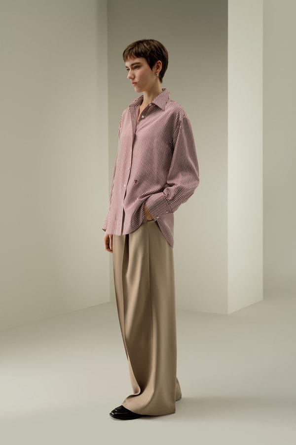 Ancora Red Oversized Striped Shirt Product Image