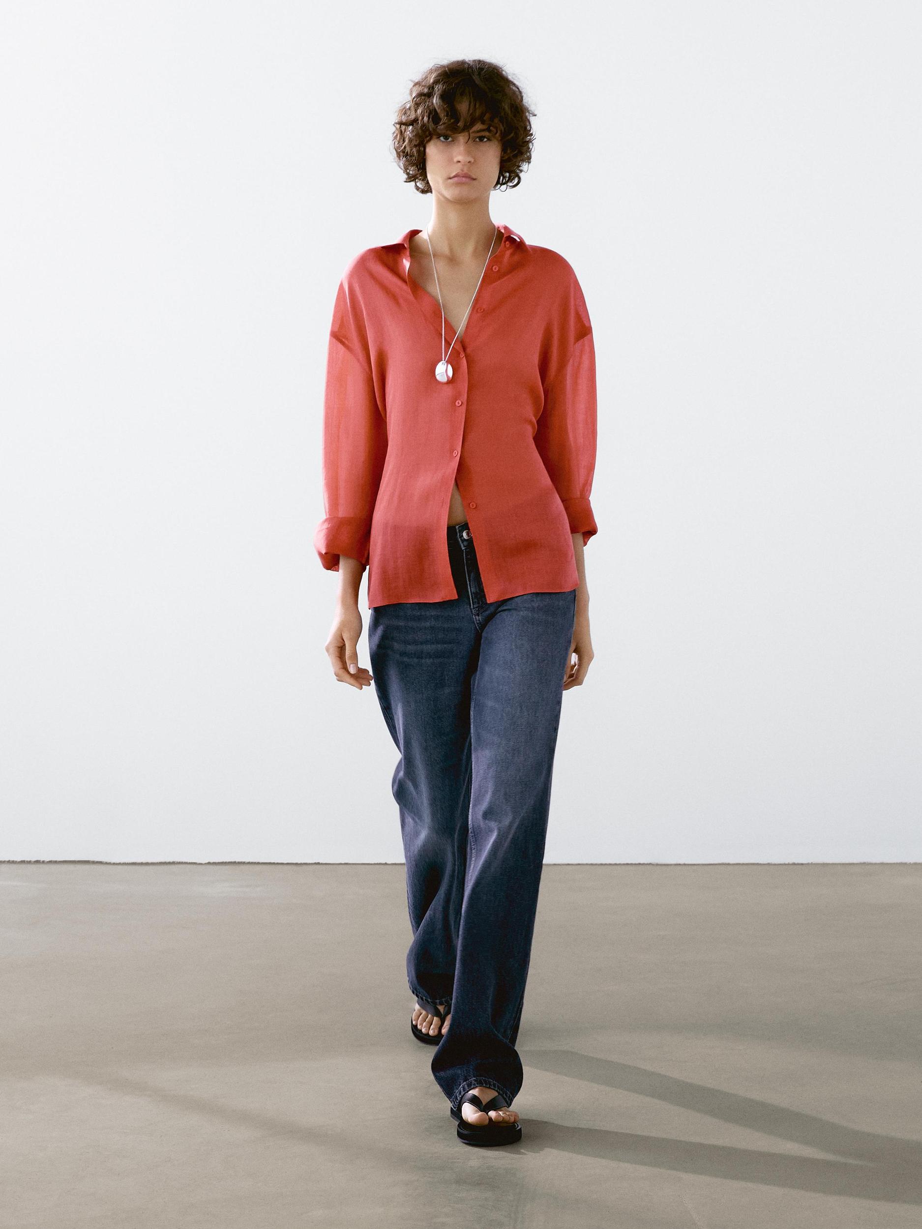 Flowing ramie blend shirt Product Image