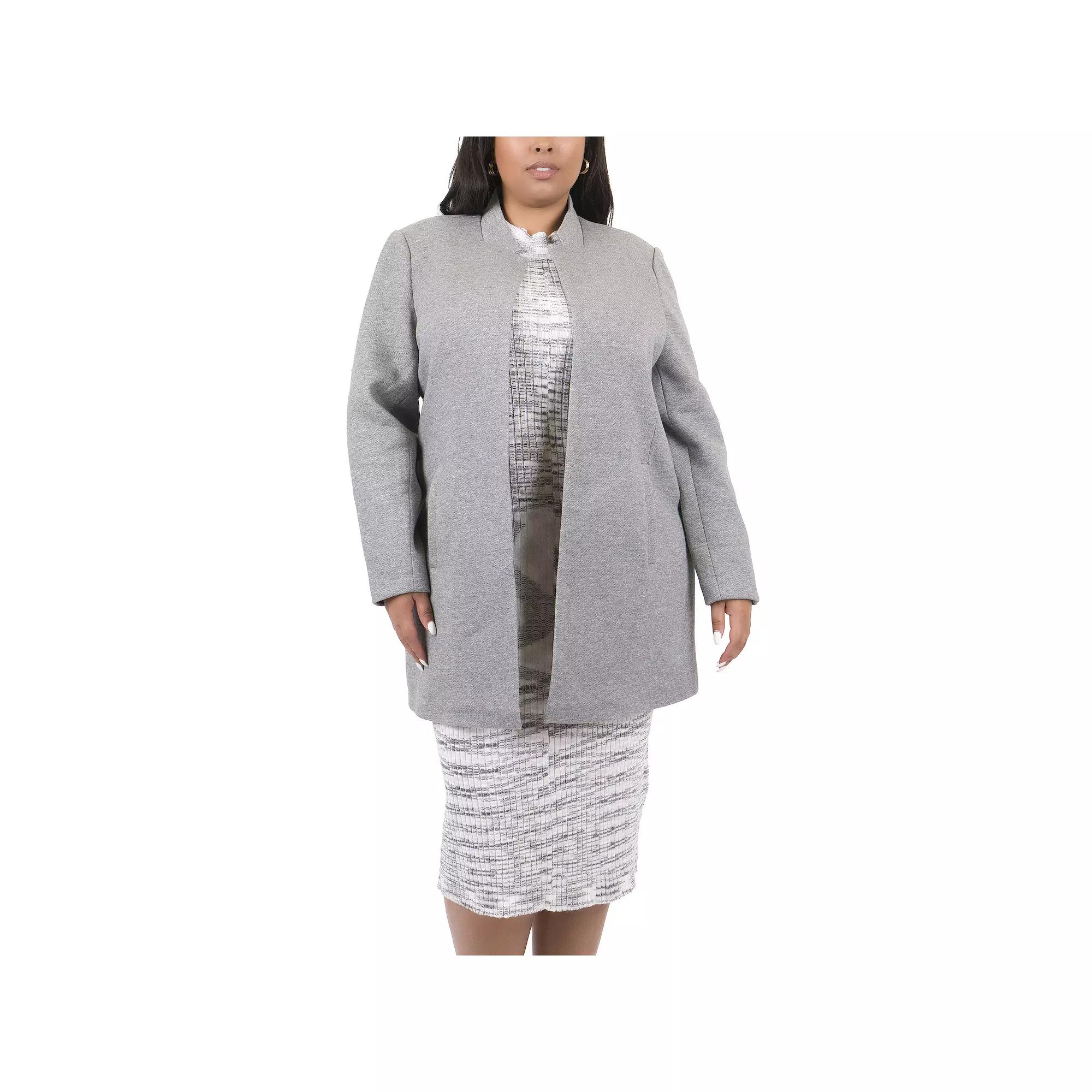 Plus Size MO-KA Knit Open Jacket, Women's, Size: 1XL, Grey Gray Product Image