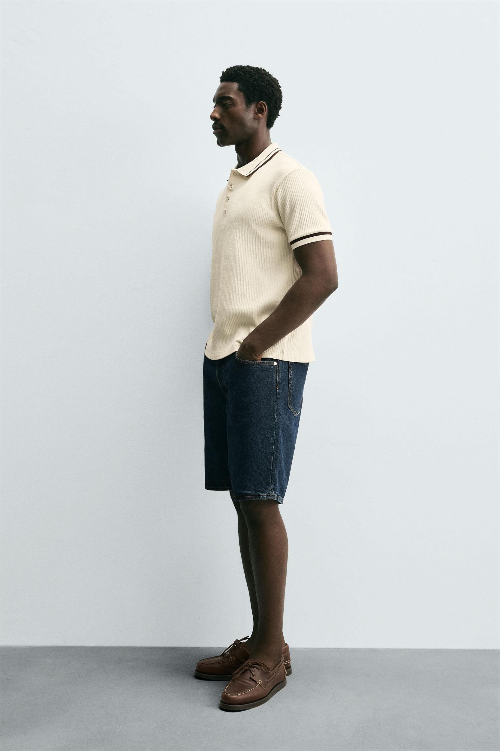CONTRAST RIBBED POLO SHIRT Product Image