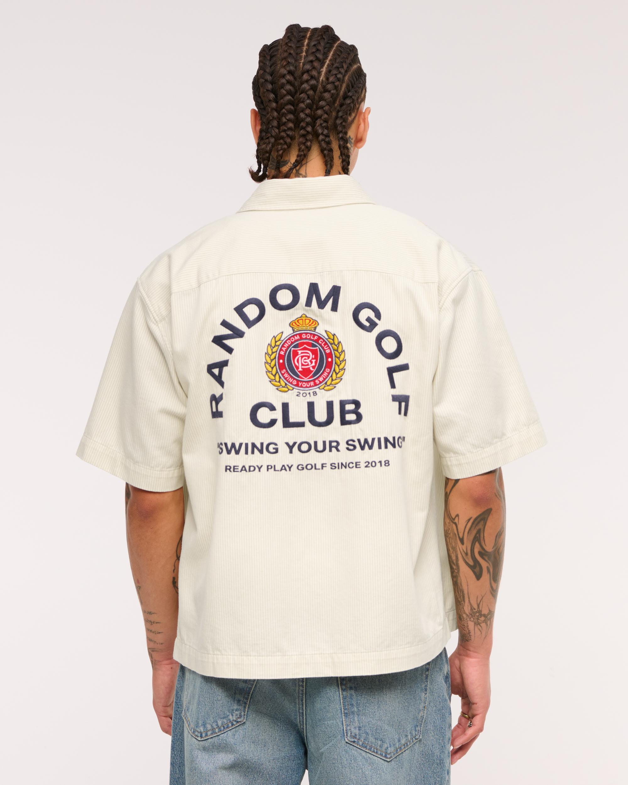 Short-Sleeve Cropped Random Golf Club Button-Up Shirt Product Image