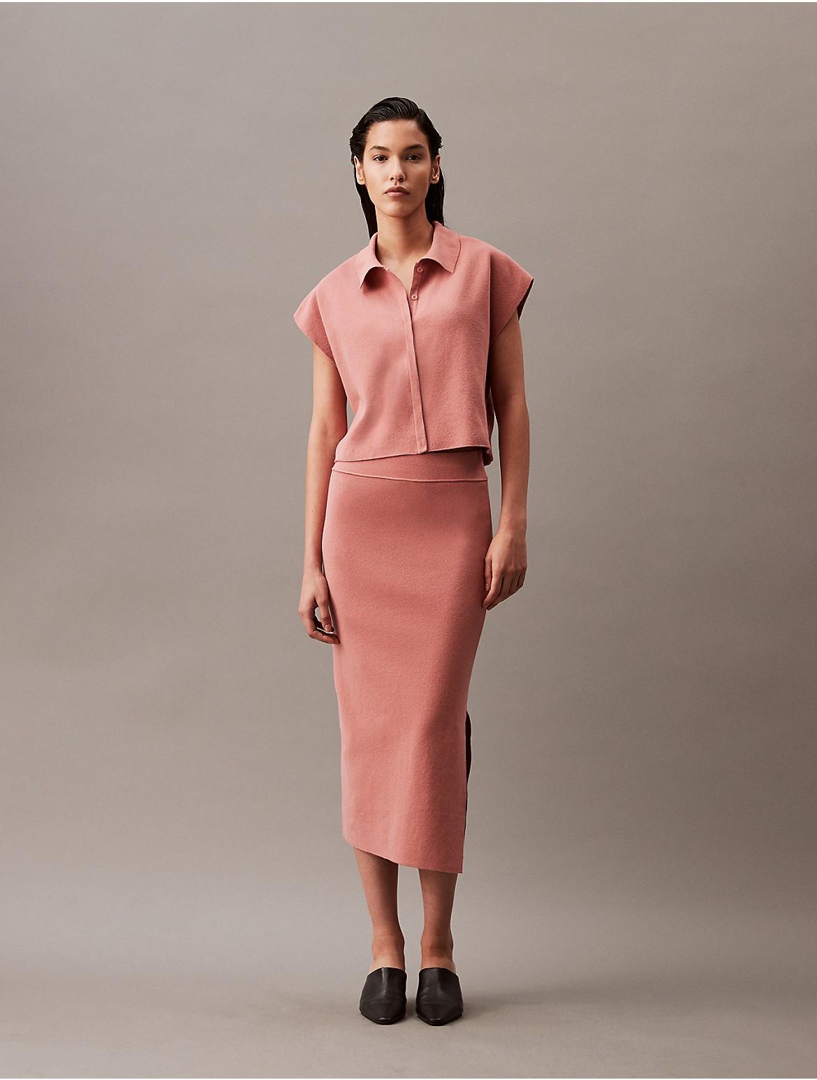 Calvin Klein Womens Split Hem Midi Skirt - Pink Product Image