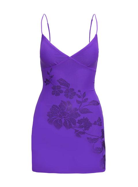 Harlequin Mini Dress Purple Product Image