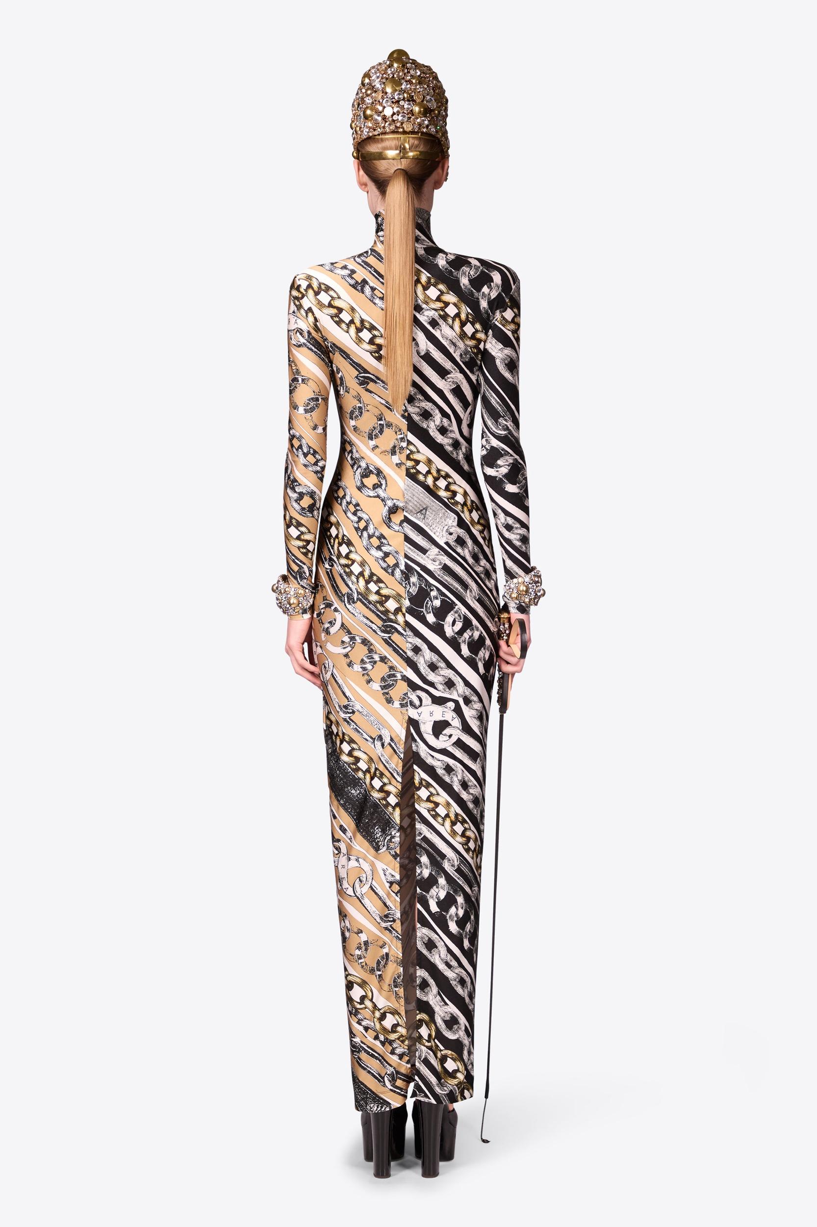 Chain Printed Long Sleeve Maxi Dress Product Image