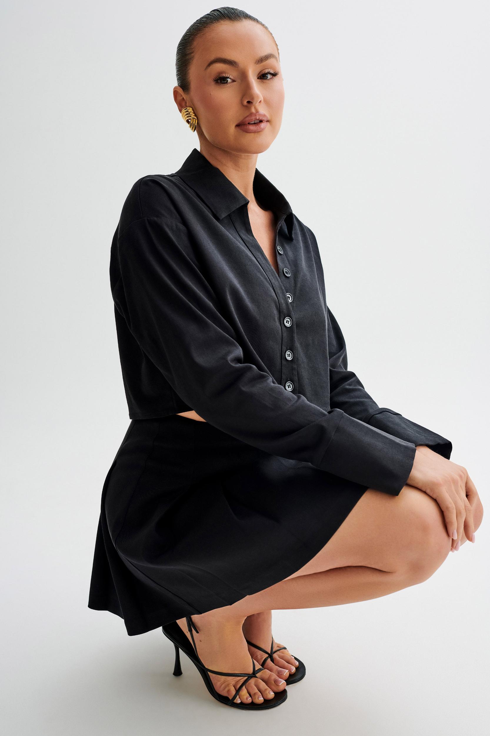 Julianna Cotton Pleated Mini Skirt - Black Product Image