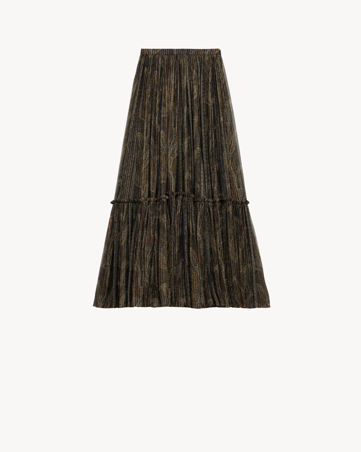 ruffled skirt in lurex paisley silk Product Image