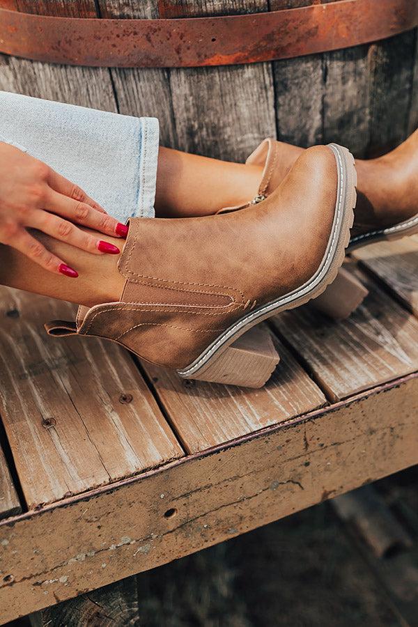 The Khloe Faux Leather Bootie in Chocolate Product Image