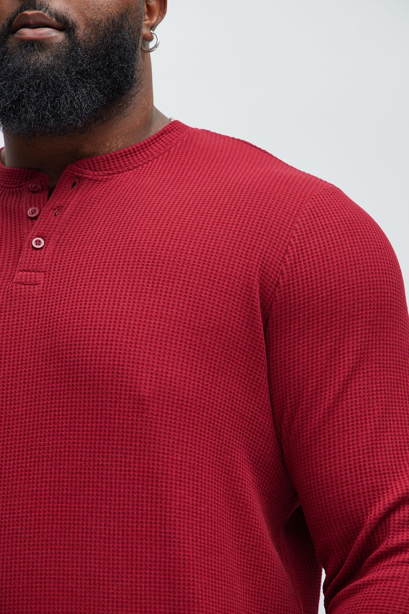 Wesley Long Sleeve Henley - Burgundy Product Image