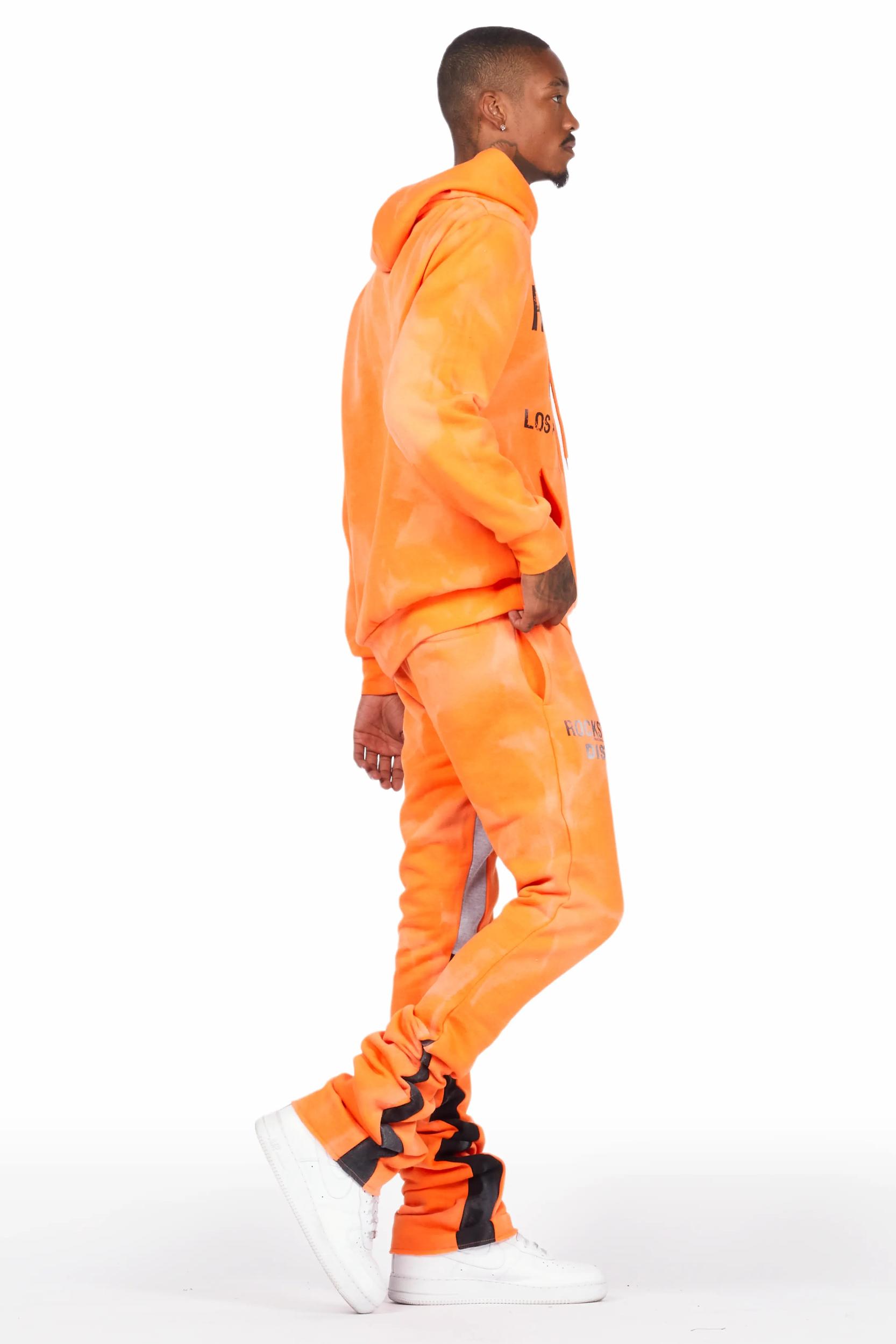 Nelly Orange Hoodie/Super Stacked Flare Pant Set Male Product Image