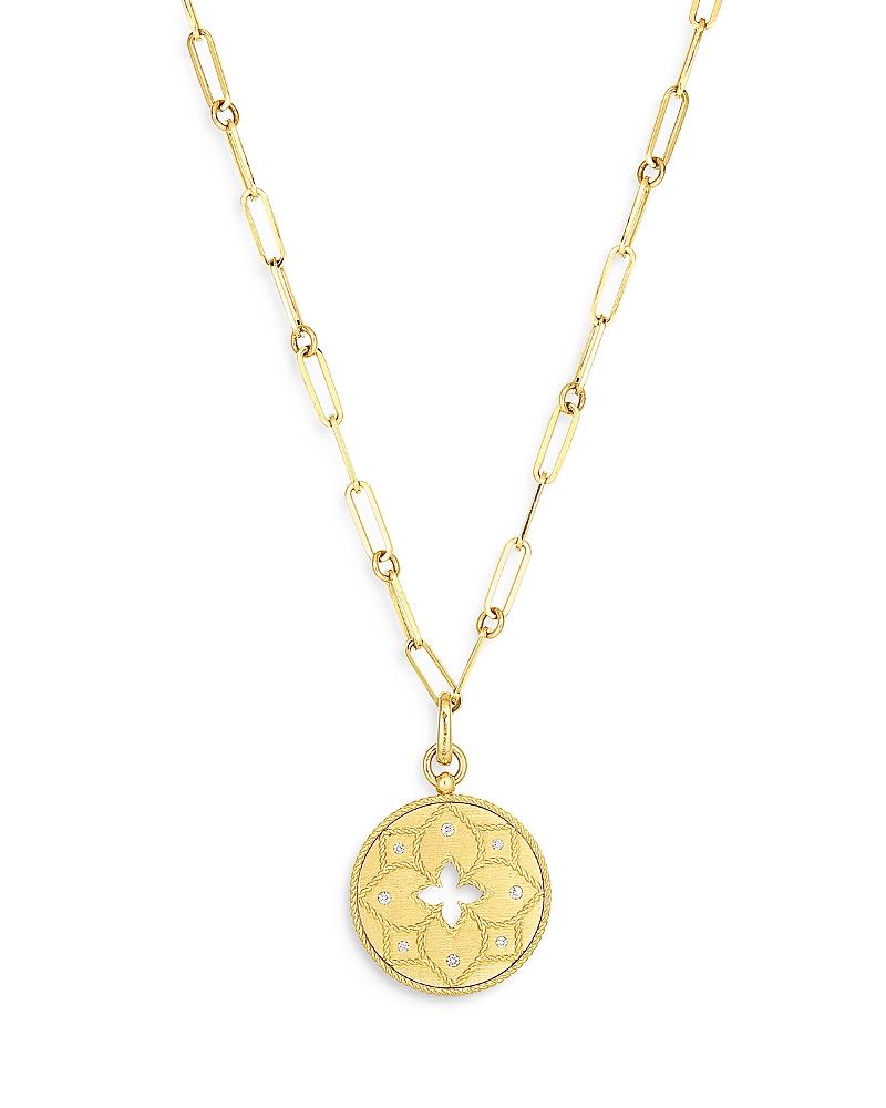 Womens Venetian Princess 18K Yellow Gold & Diamond Satin Small Medallion Necklace Product Image