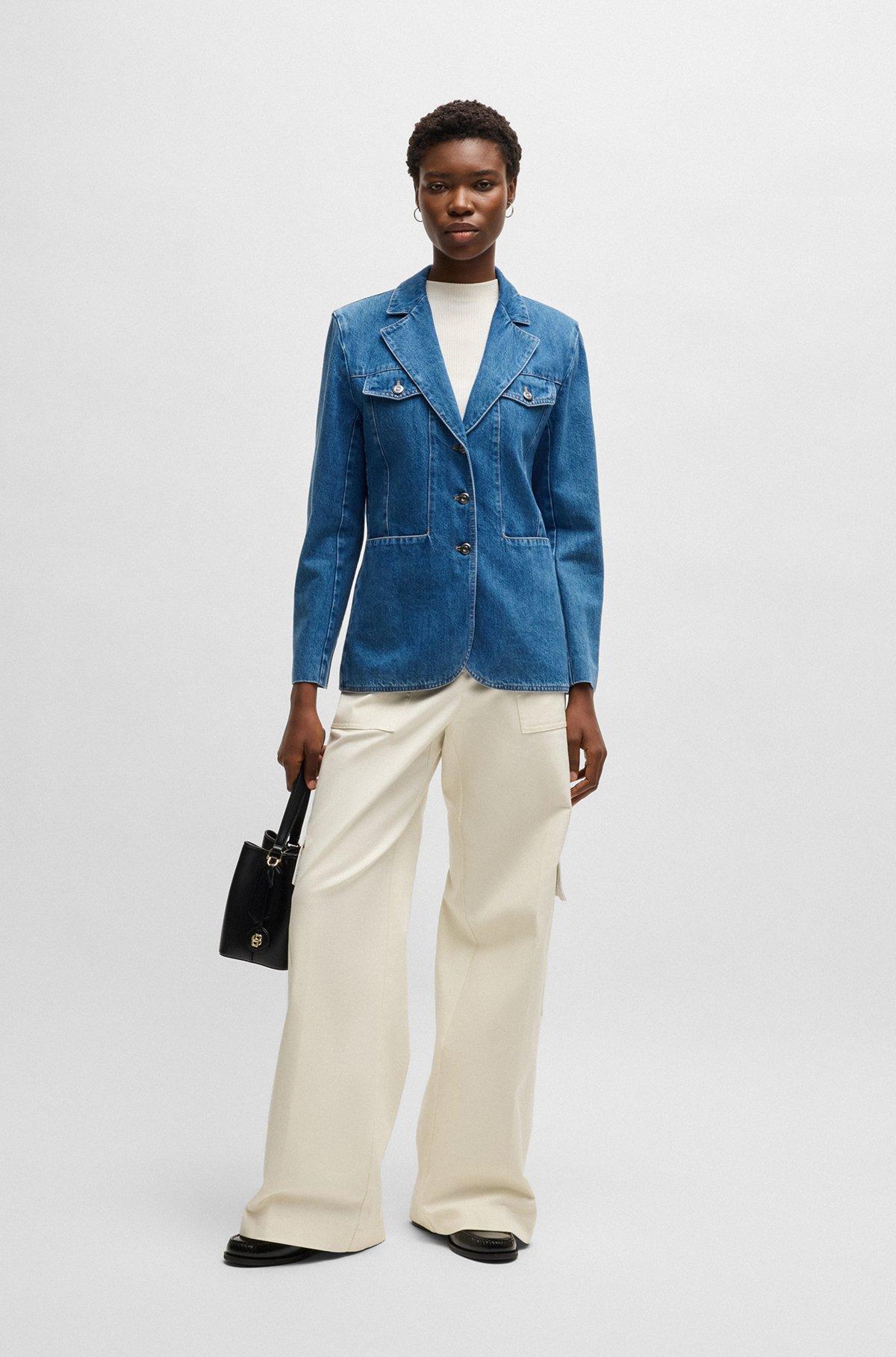 Slim-fit blazer in blue selvedge denim Product Image