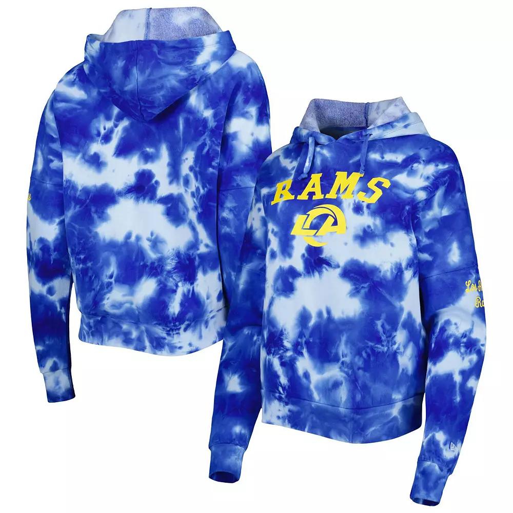 Women's New Era Royal Los Angeles Rams Cloud Dye Fleece Pullover Hoodie,  Product Image