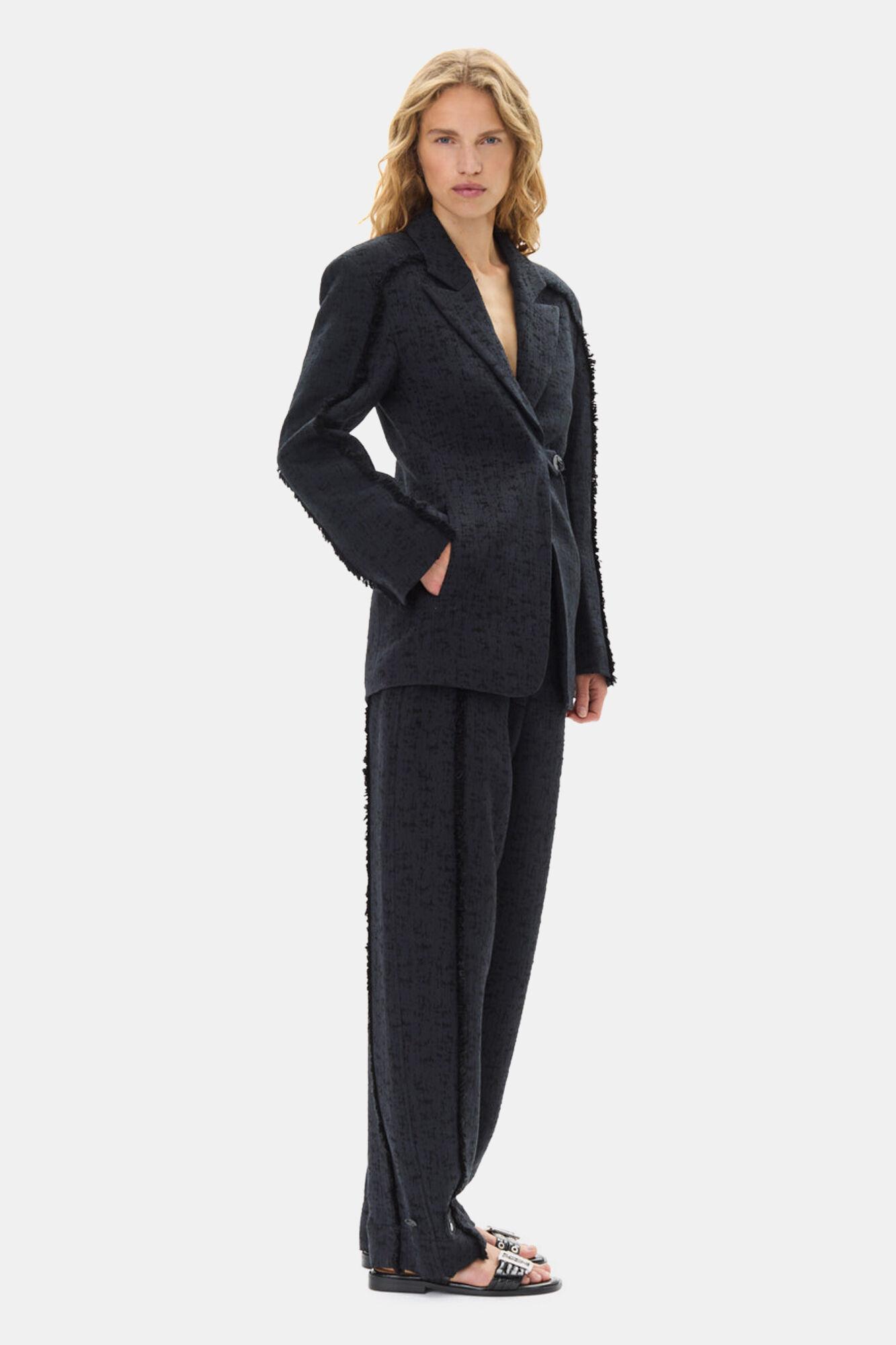 Black Tweed Suiting Blazer Product Image
