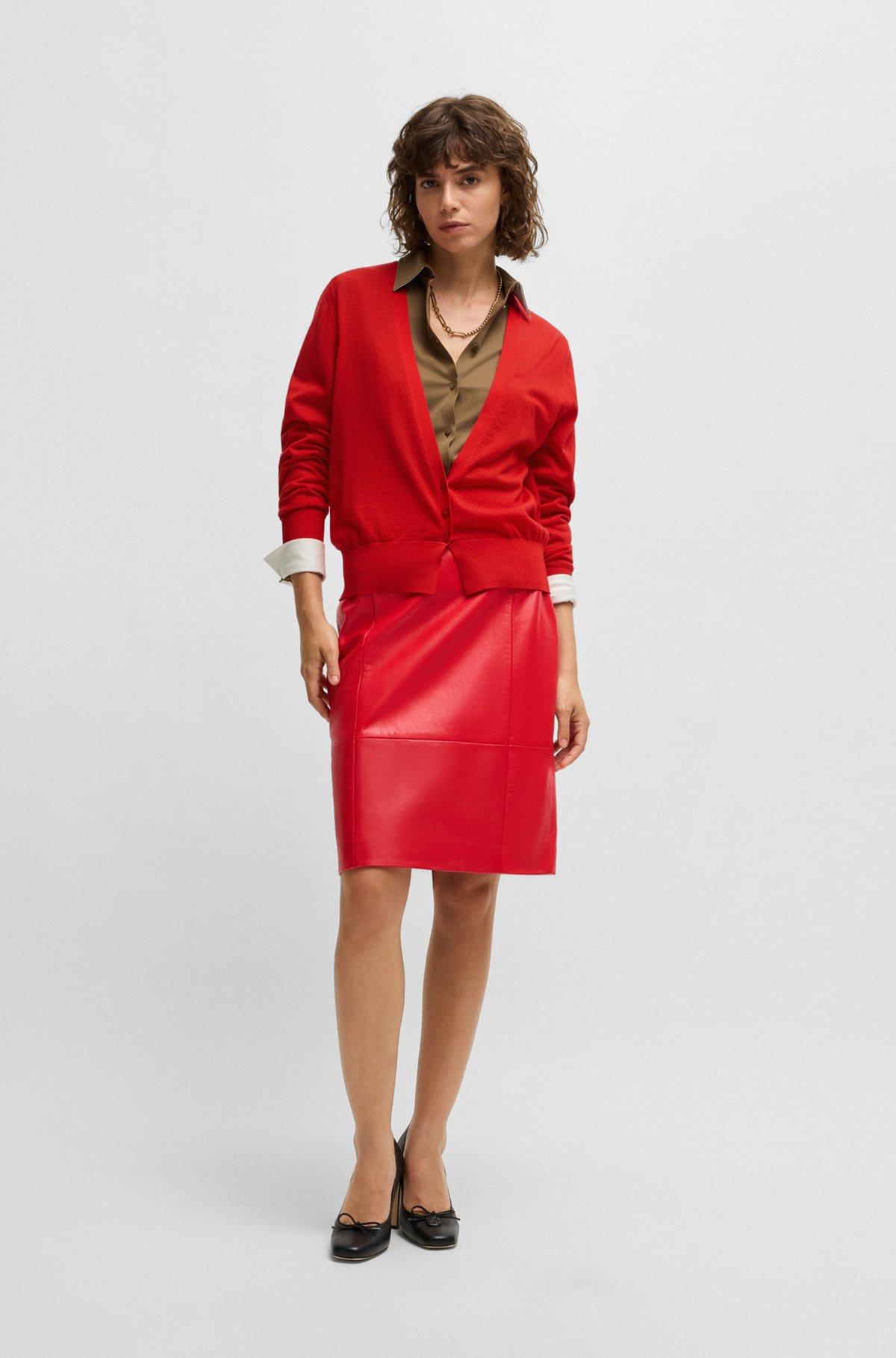 V-neck knitted cardigan in wool Product Image