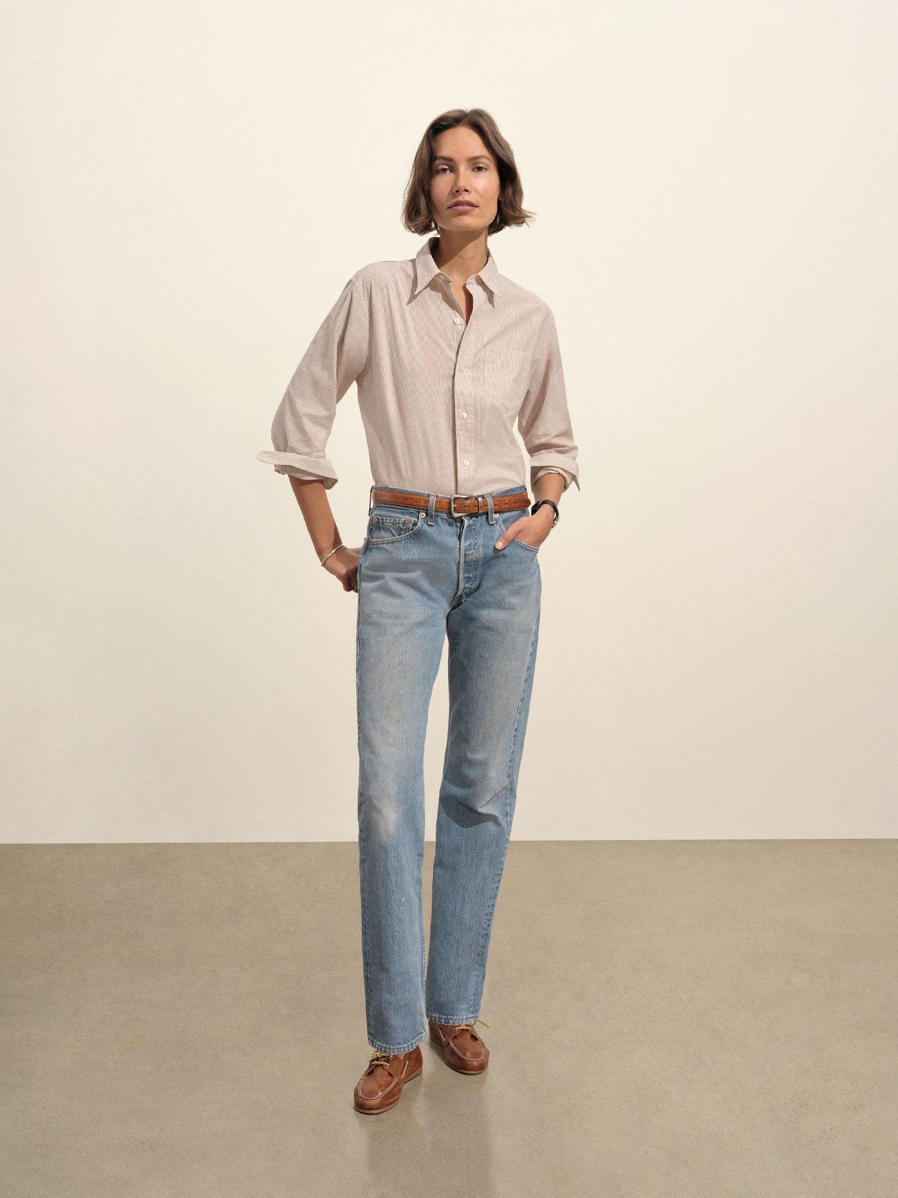 Cocoa Brown/Typewriter Stripe Mainstay Cotton Shirt Product Image