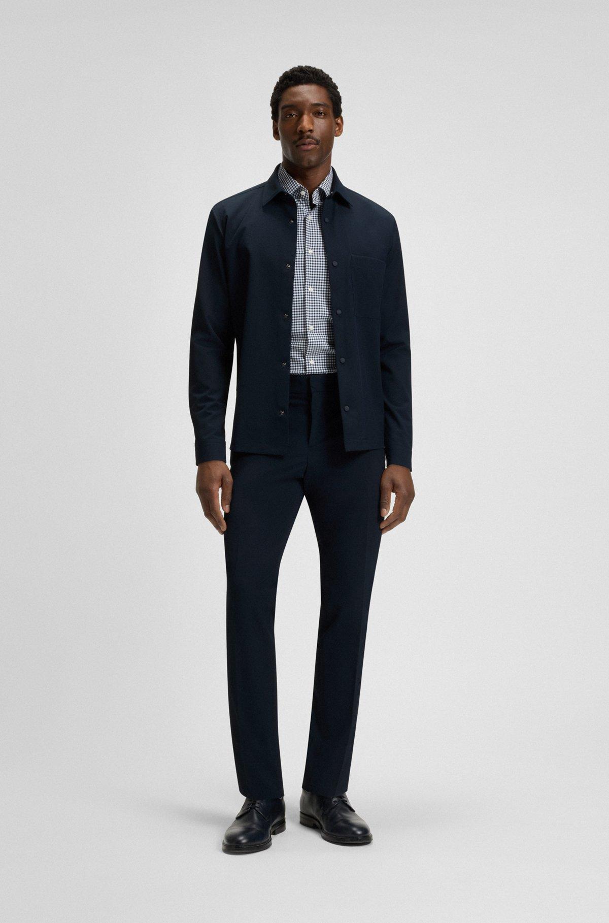 BOSS - Relaxed-fit shirt in performance-stretch twill - Dark Blue Product Image