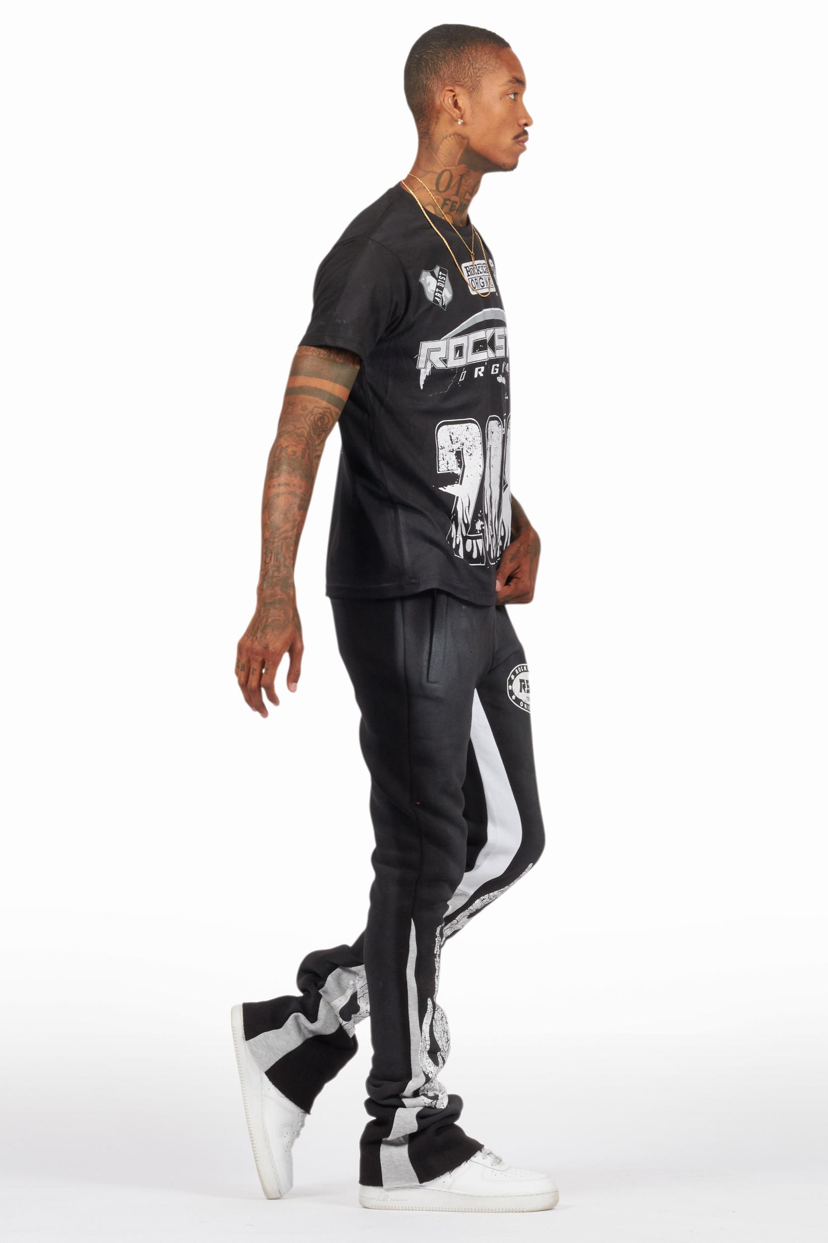 Amos Black T-Shirt/Stacked Flare Track Set Male Product Image