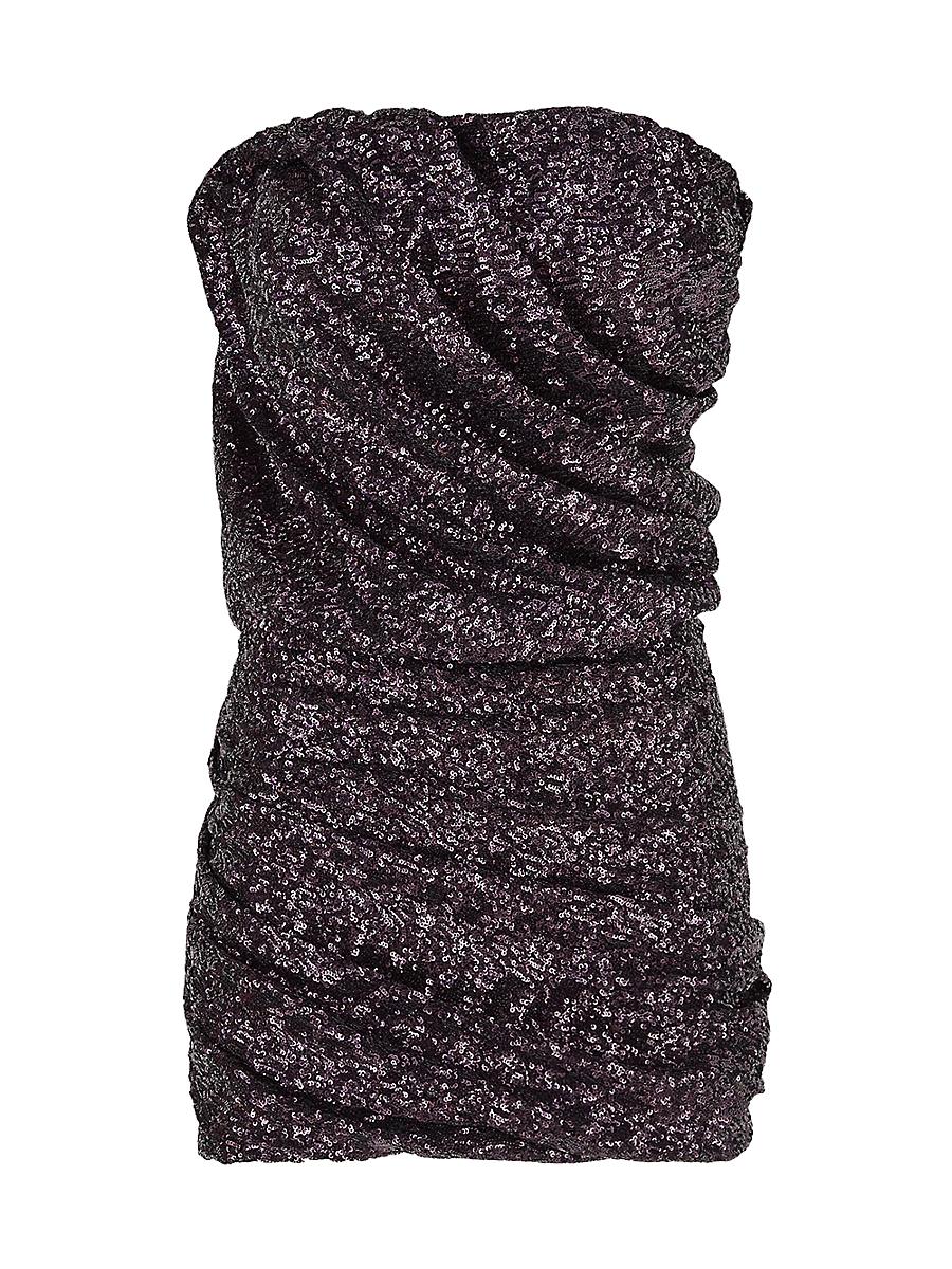 Womens Strapless Sequined Draped Minidress Product Image