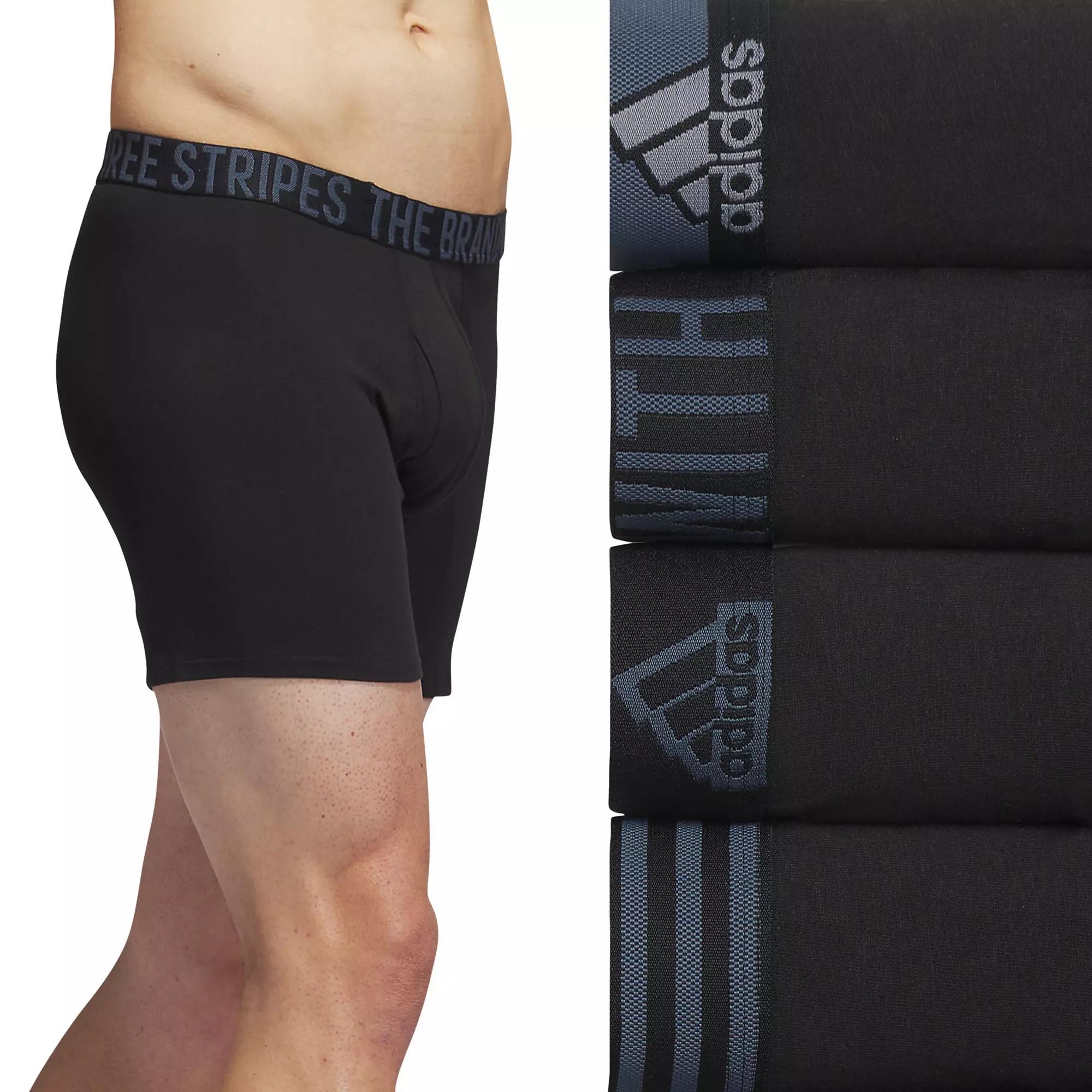 Men's adidas 4-Pack Stretch Cotton Boxer Briefs, Size: XXL, Black Grey Product Image