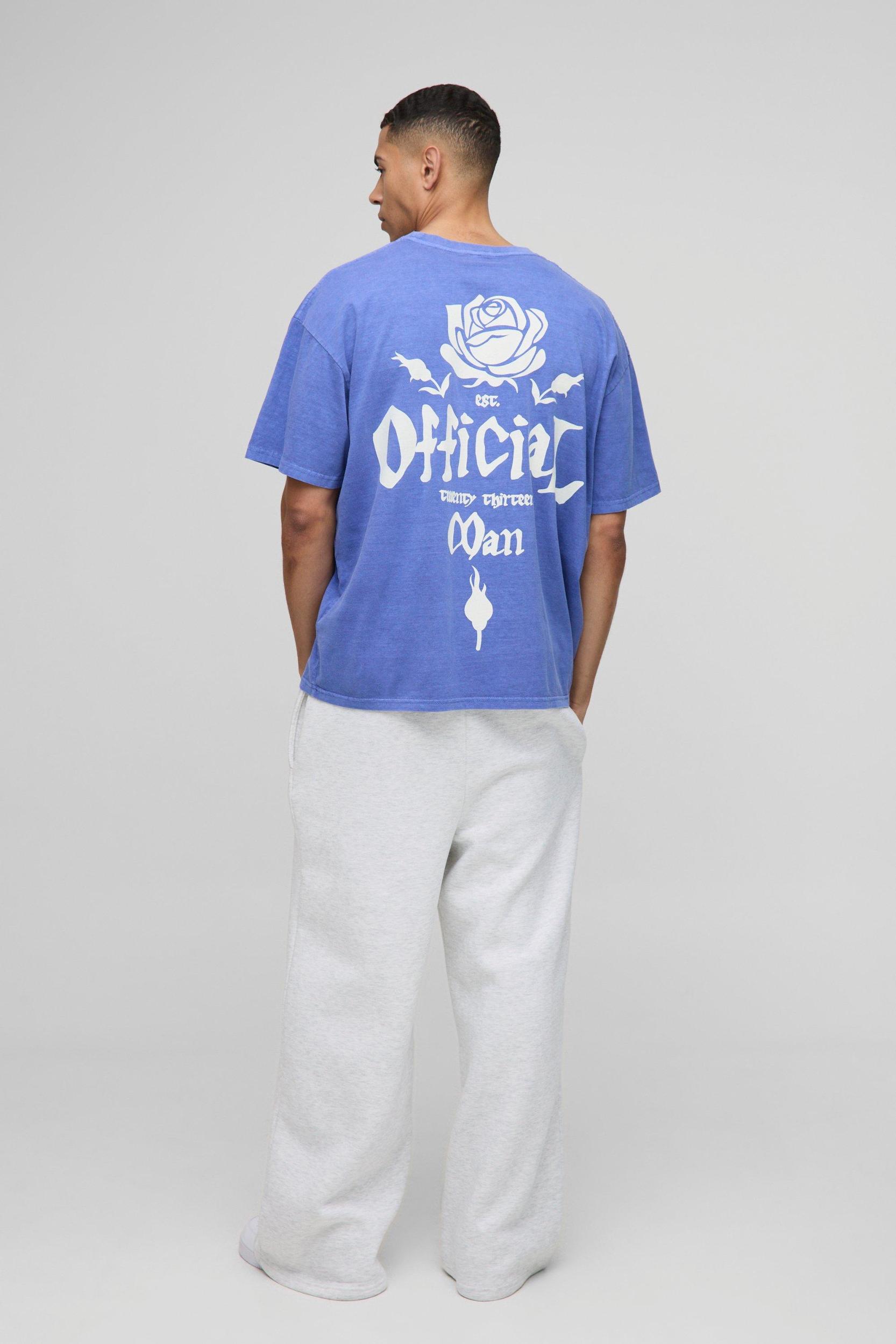 Oversized Washed Official Floral Graphic T-Shirt | boohooMAN USA Product Image