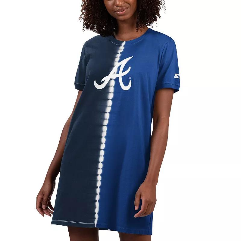 Women's Starter Navy/Royal Atlanta Braves Ace Tie-Dye Sneaker Dress,  Product Image
