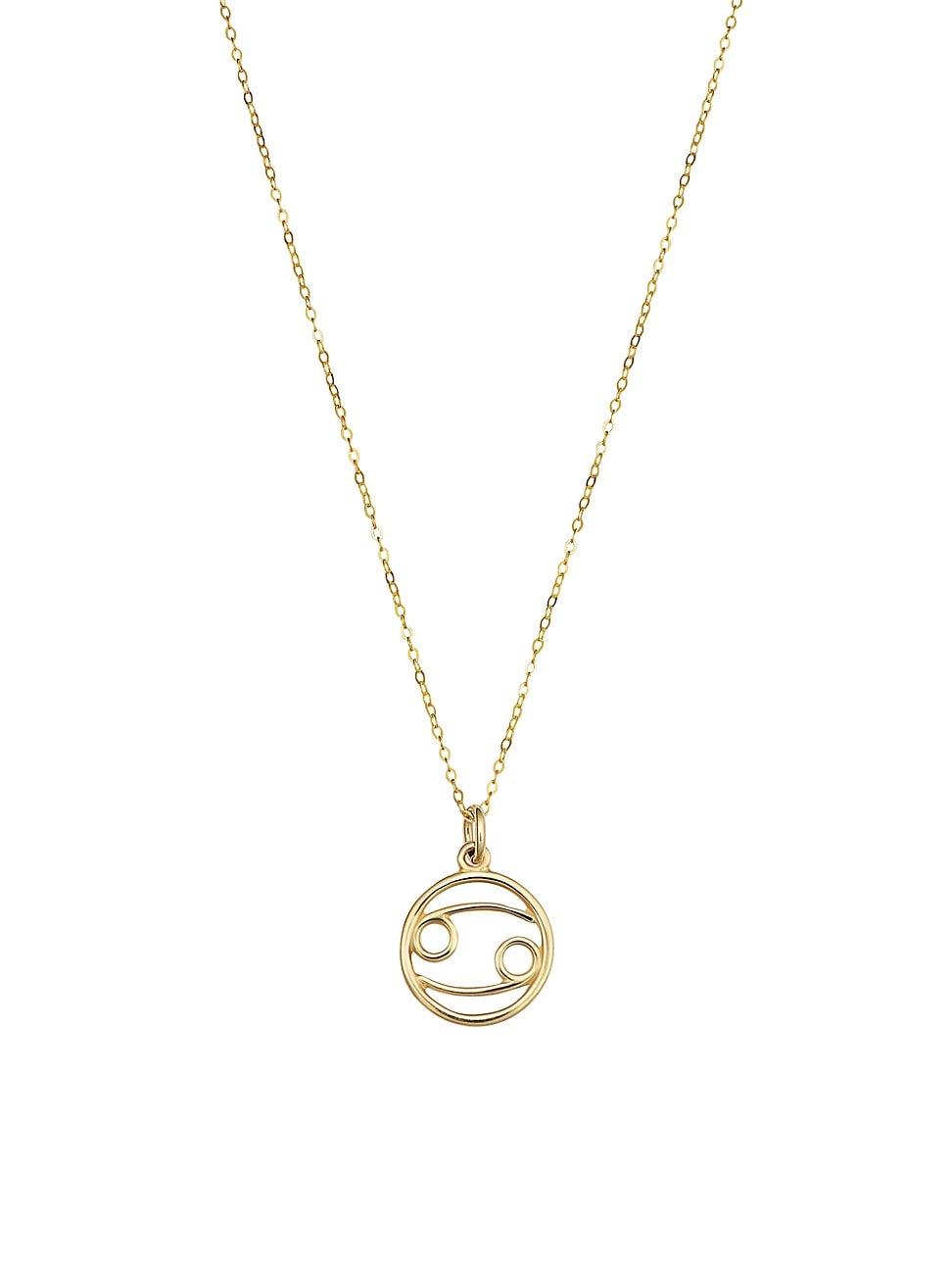 Womens 14K Yellow Solid Gold Zodiac Pendant Necklace Product Image
