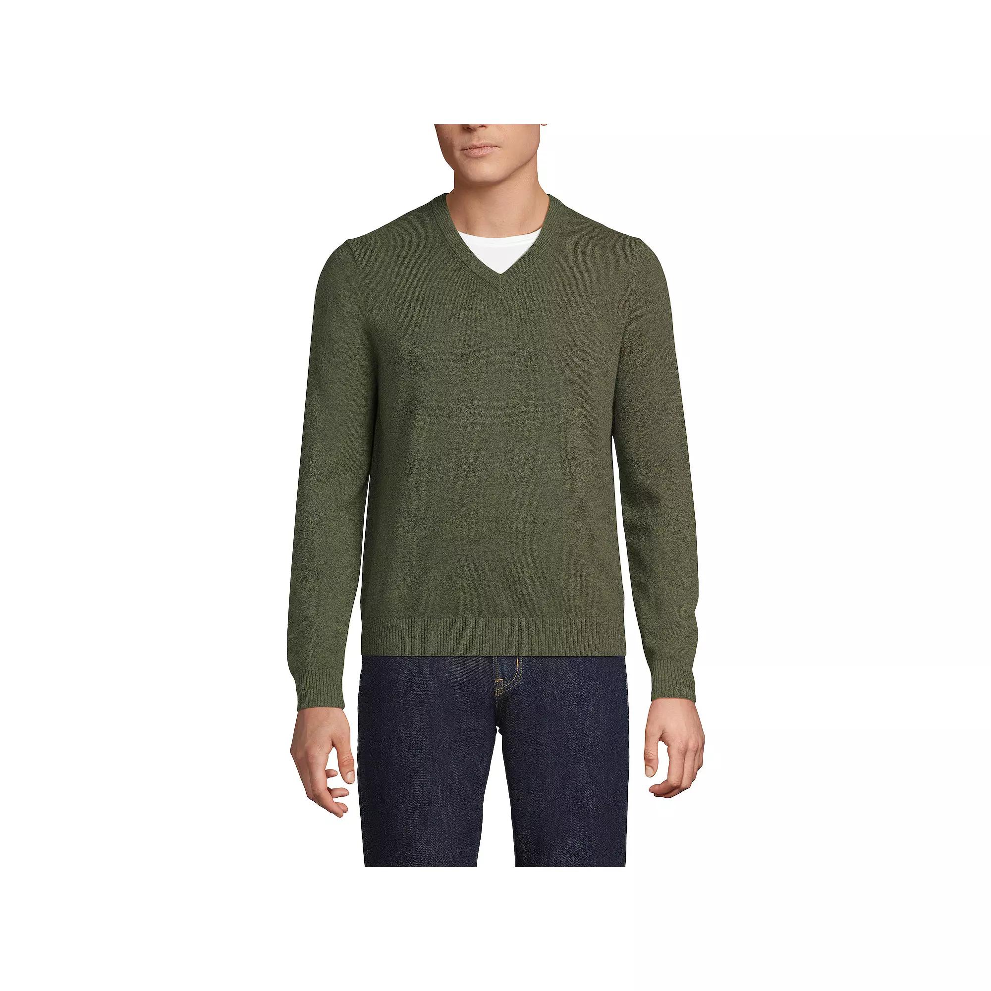 Men's Lands' End Fine-Gauge Cashmere V-neck Sweater,  Product Image