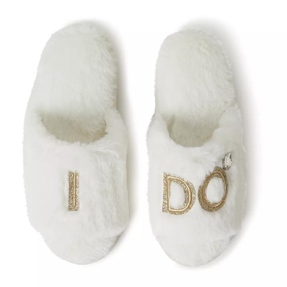 Dearfoams "I Do" Faux-Fur Bridal Women's Slide Slippers,  Product Image