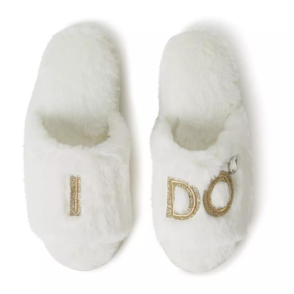 Dearfoams "I Do" Faux-Fur Bridal Women's Slide Slippers,  Product Image