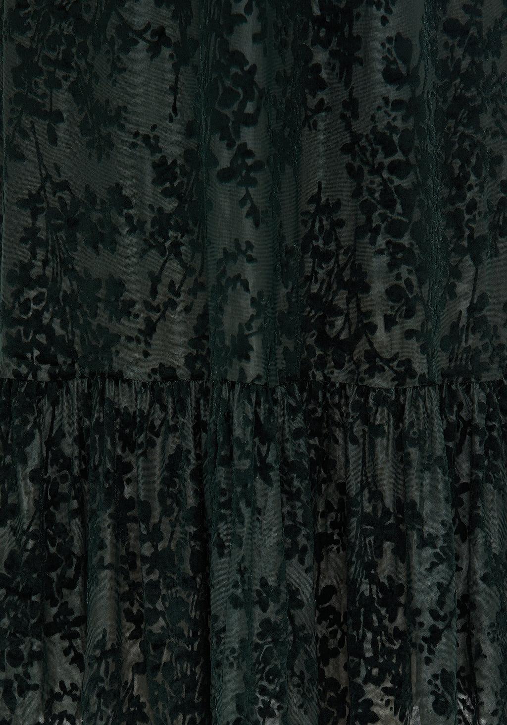 Avalon Floral Flocked Velour Frill Sleeve Midaxi Dress Product Image