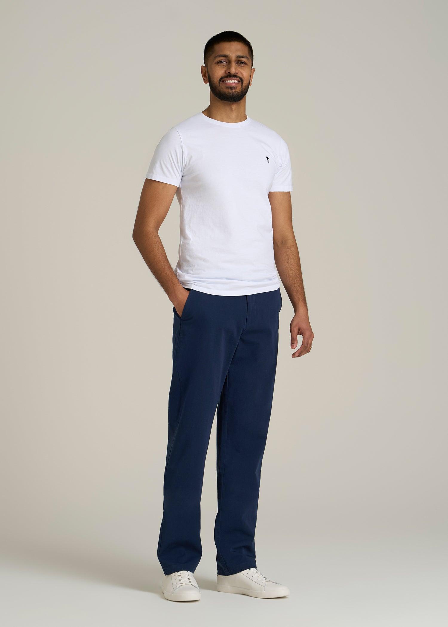 4 Way Stretch Commuter STRAIGHT Leg Chino Pants for Tall Men in Summer Blue Male Product Image