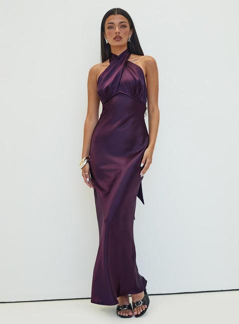 Rosaminta Halter Maxi Dress Plum Product Image