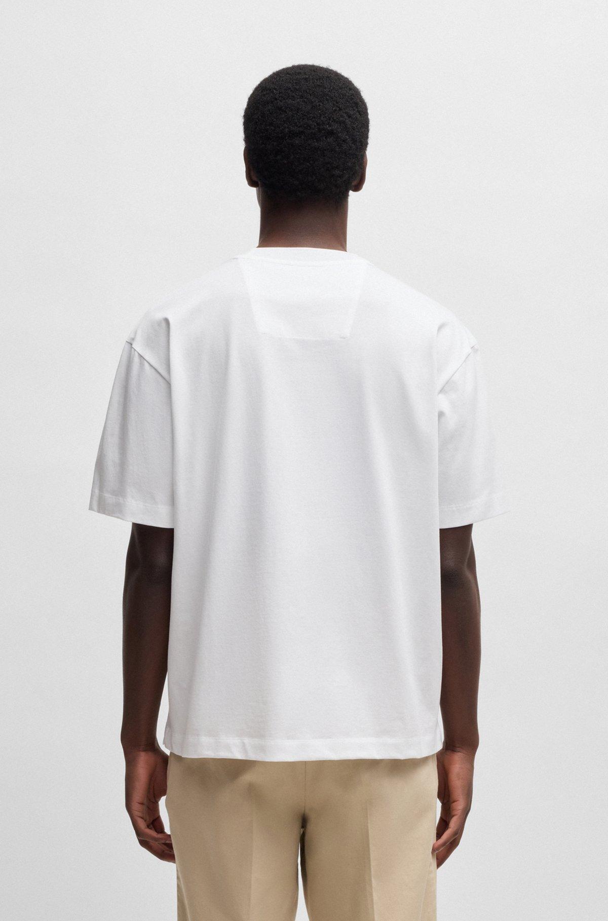 BOSS - BOSS SELECTED BY SHOHEI OHTANI Mercerized-cotton T-shirt with Double B monogram - White Product Image