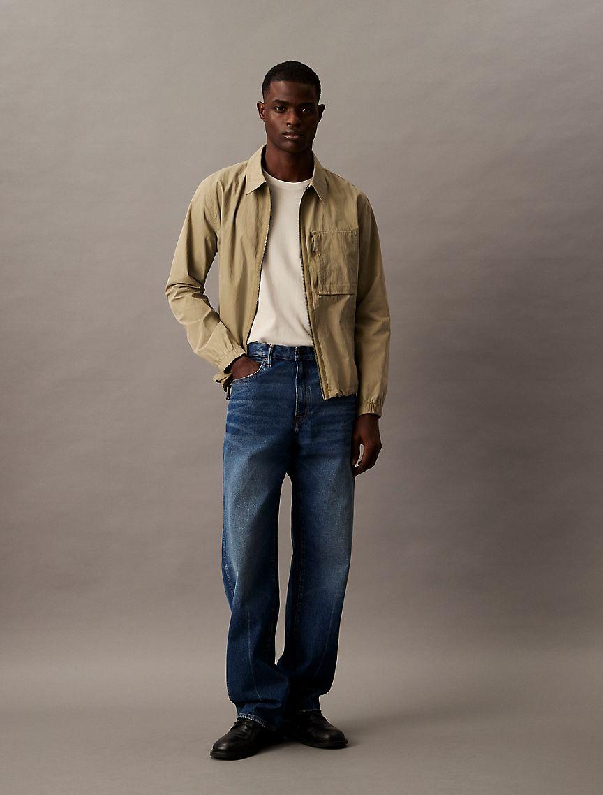 Cotton Blend Zip Classic Shirt Jacket Product Image