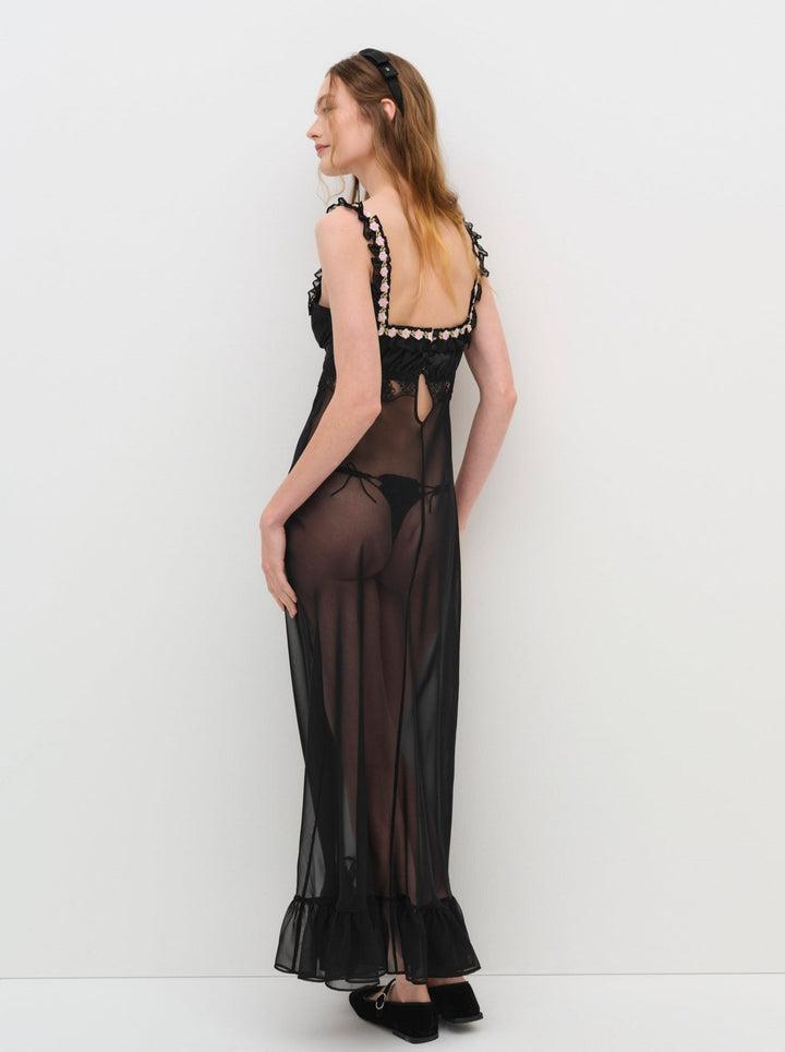 Gertrude Maxi Slip Dress — Black Product Image