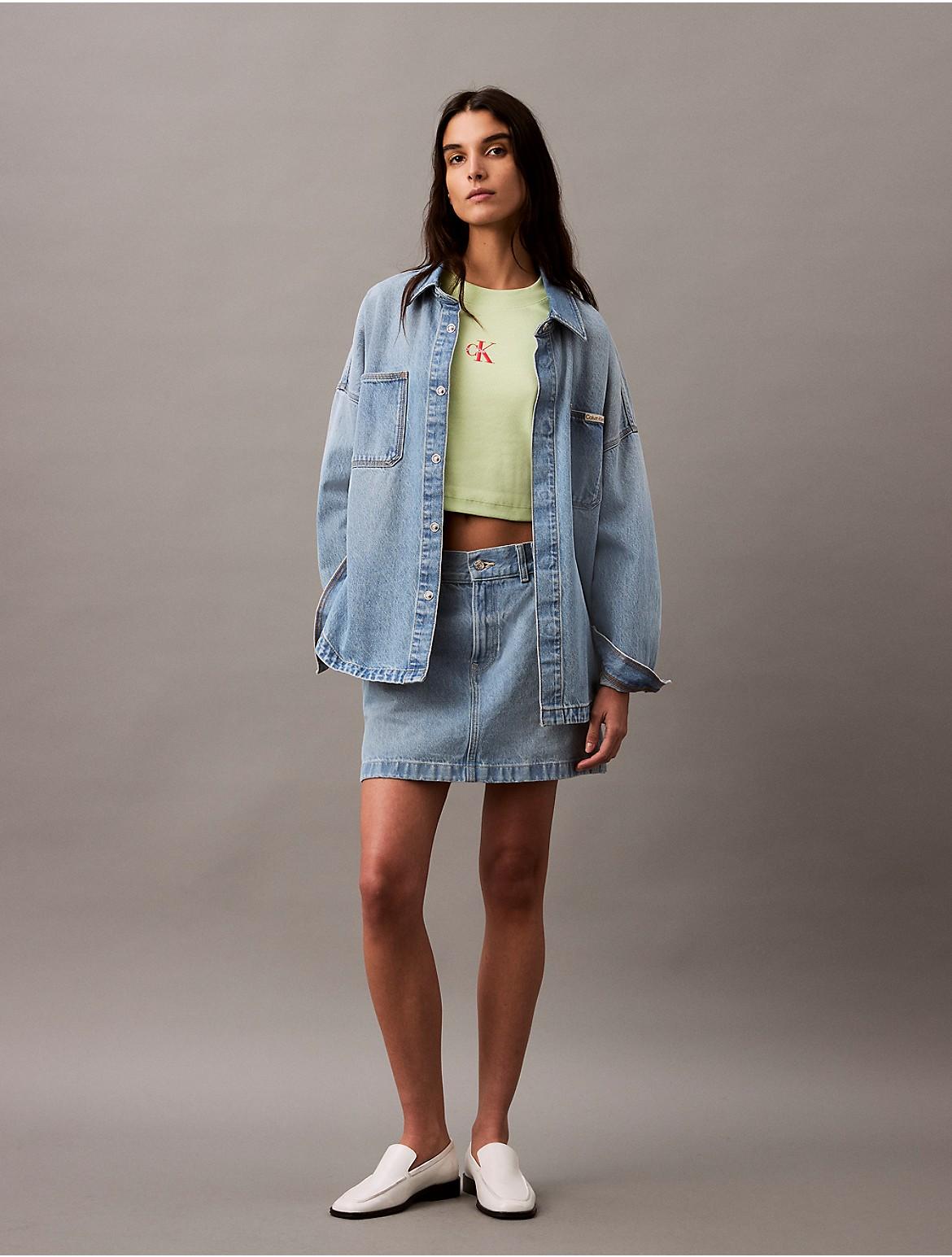 Calvin Klein Women's Monogram Logo Ribbed Baby Tee - White - XL Product Image