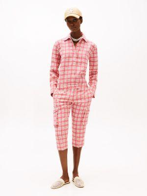 Silk Blend Check Capri Cargo Pant Product Image