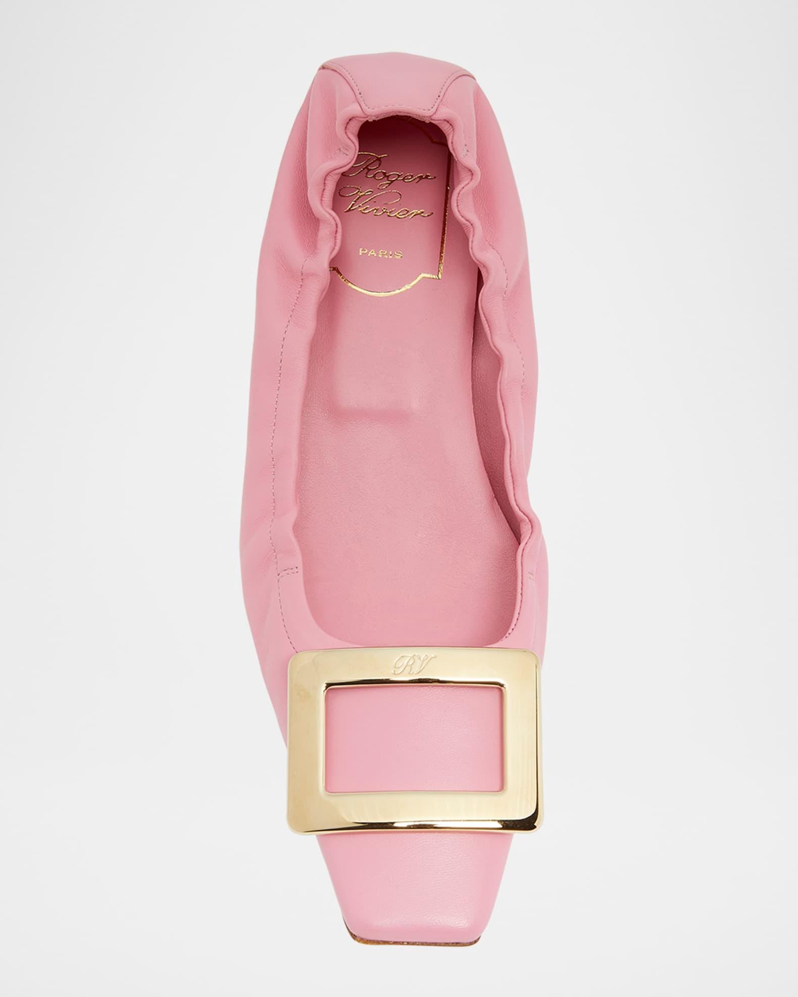 Belle Pointed Ruched Leather Ballerina Flats Product Image