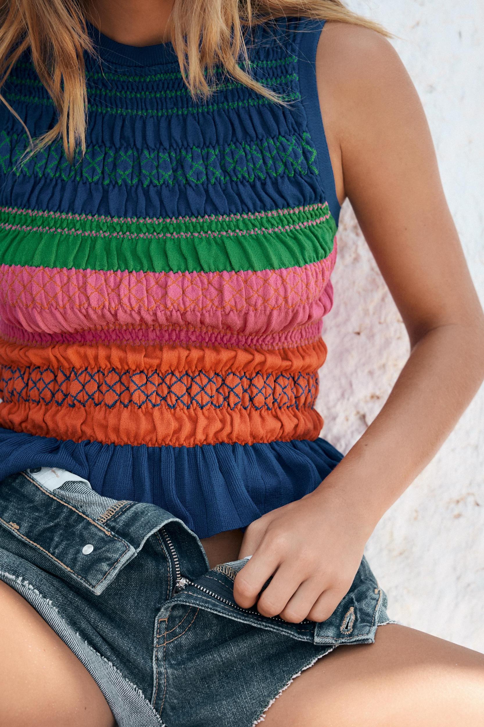 SMOCKED KNIT TOP Product Image