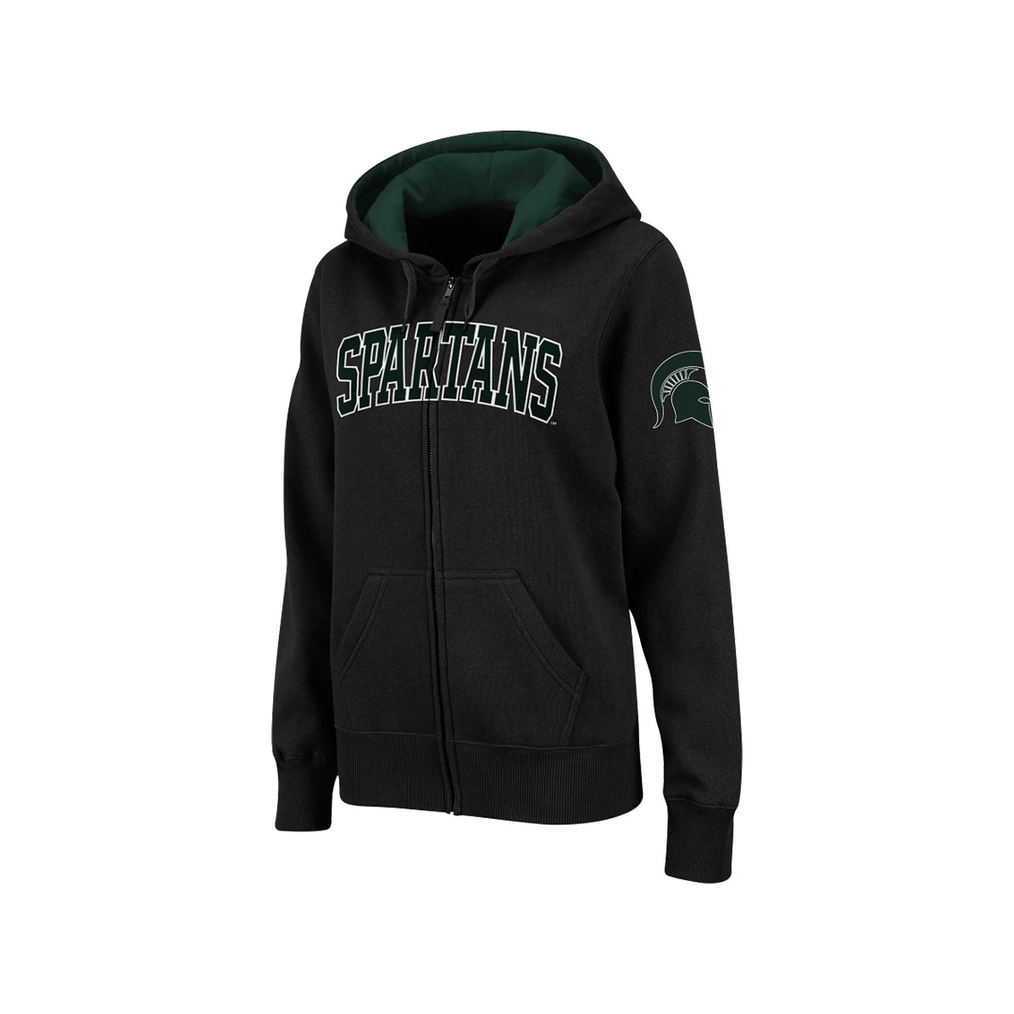 Women's Stadium Athletic Black Michigan State Spartans Arched Name Full-Zip Hoodie,  Product Image