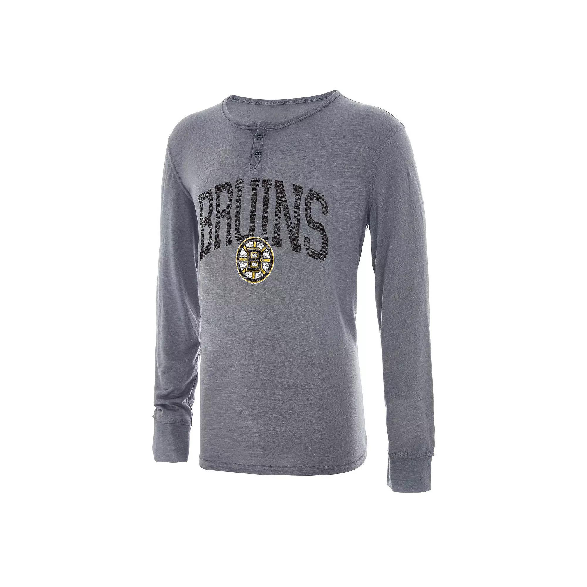 Men's Concepts Sport Gray Boston Bruins Takeaway Henley Long Sleeve T-Shirt,  Product Image