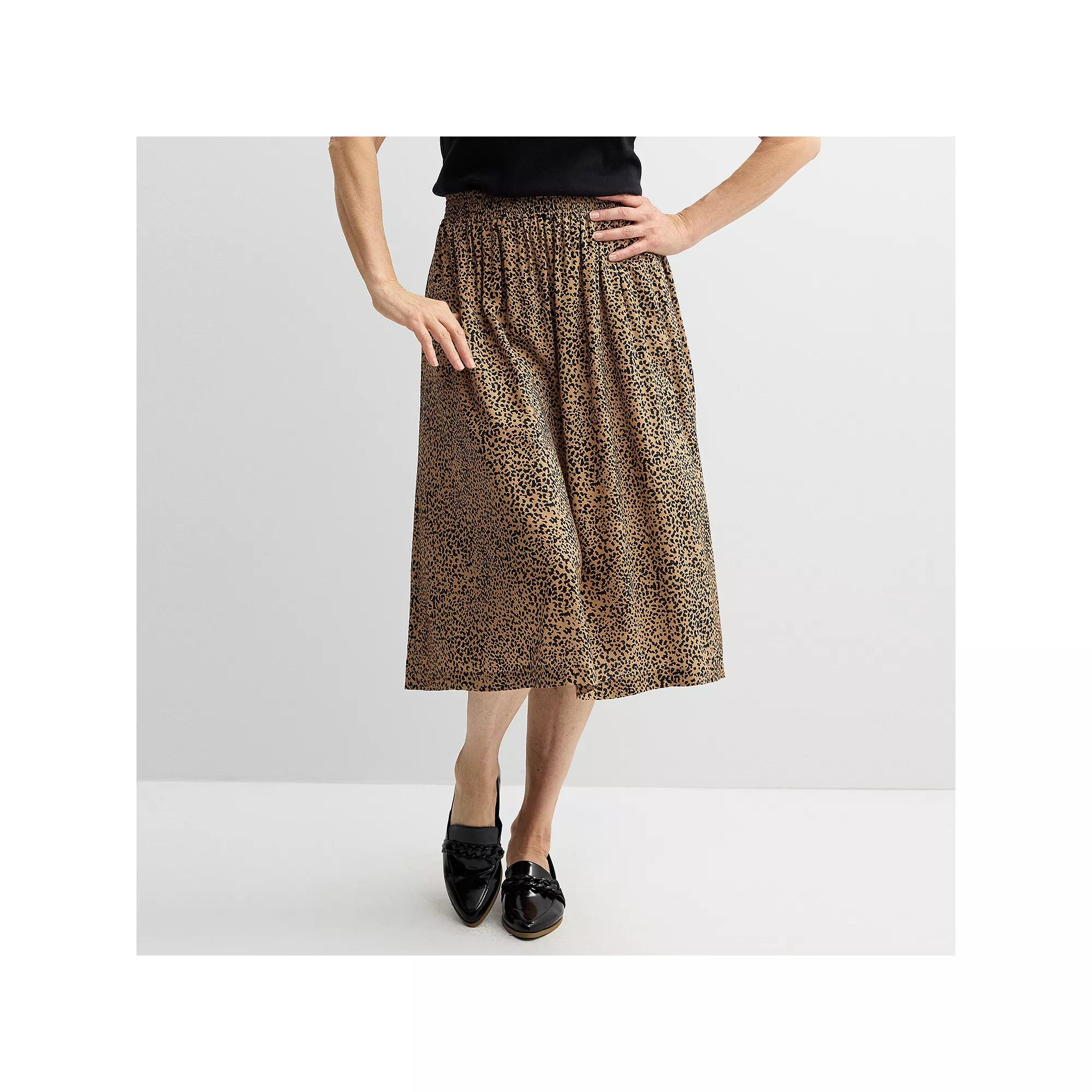 Women's Croft & Barrow® Elastic Waist Midi Skirt, Size: XL, Green Garden Product Image
